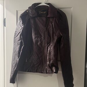 Guess Women's Dark Brown Leather Jacket